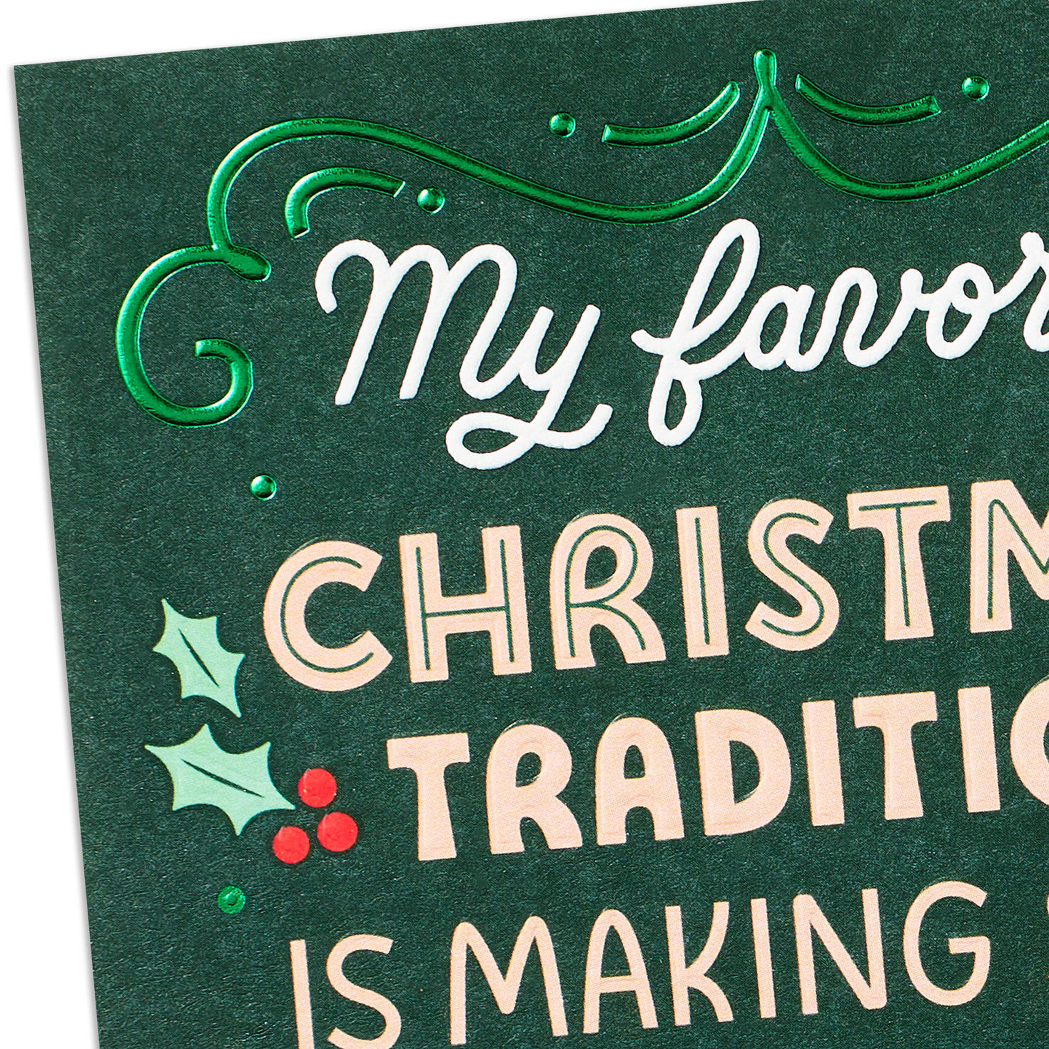Heart-Shaped Candy Canes and Holly Christmas Card Card Cover Detail image number 4