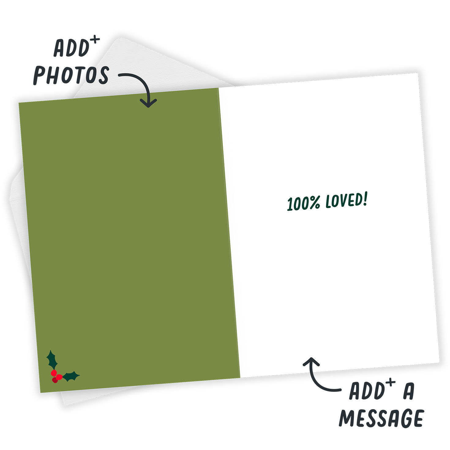 Santa Writing Nice Naughty Personalized Christmas Card Open Card with Envelope indicating personalization image number 3