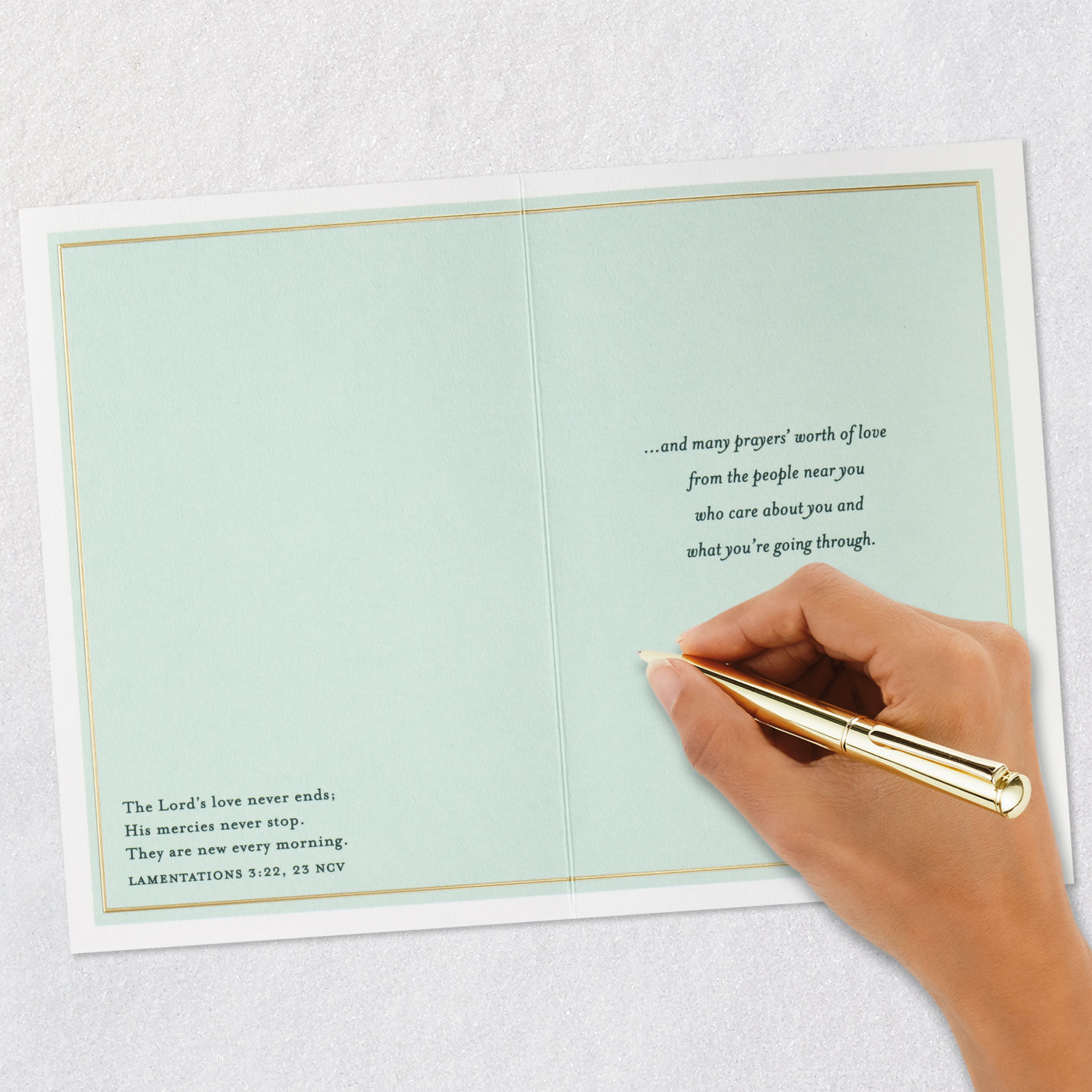 Green Floral Christian Loss of Mom Sympathy Card signing card image number 7