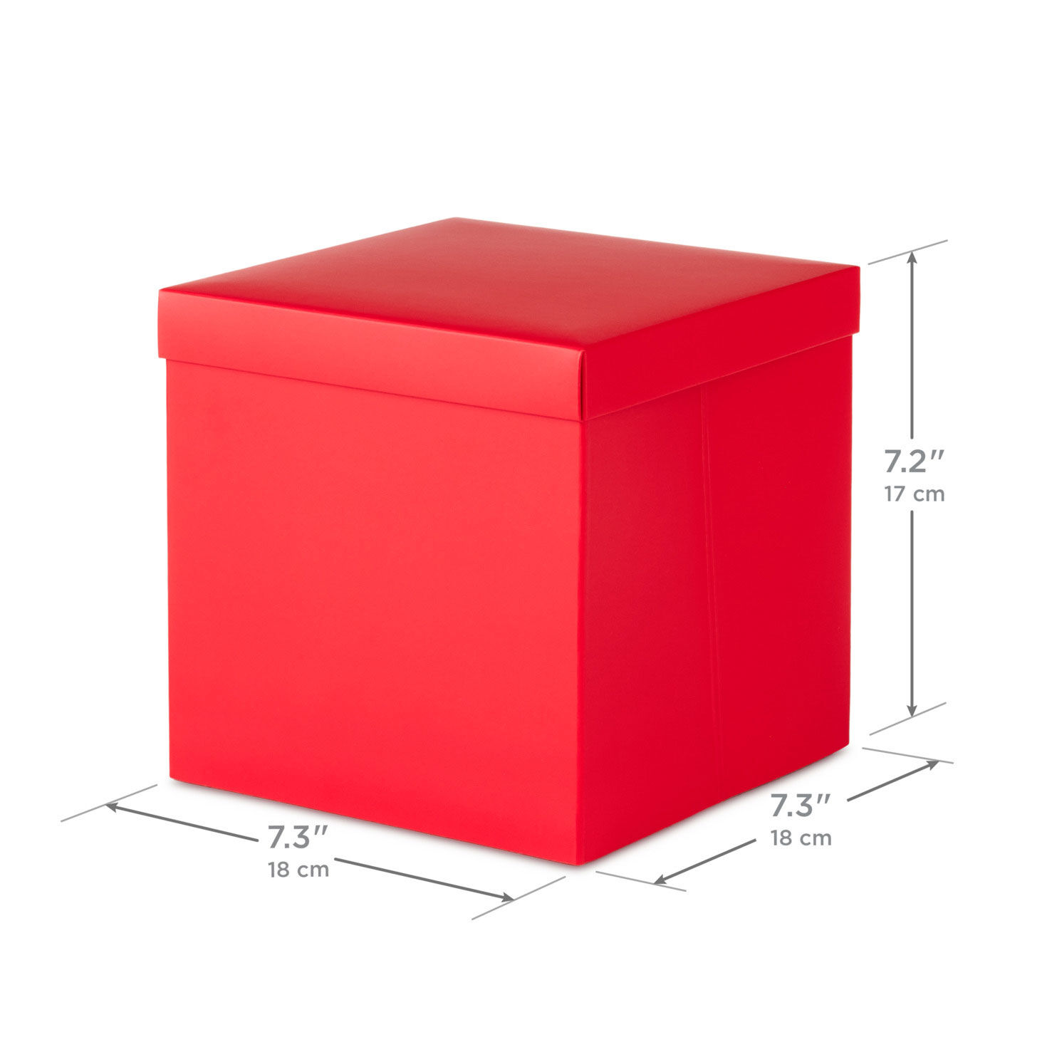 Solid Red Large Square Gift Box with Lid measurement image number 3