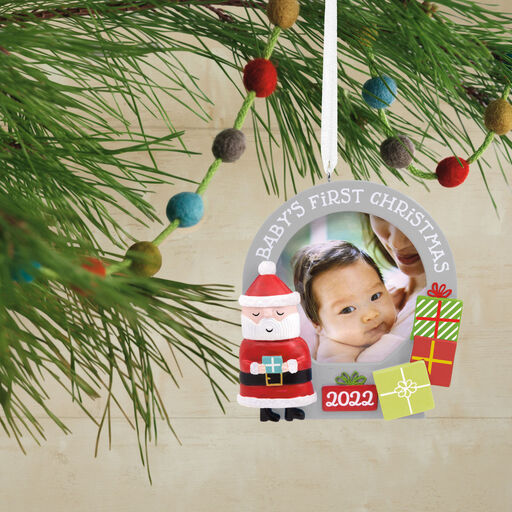 Santa and Presents Baby's First Christmas 2022 Picture Frame Hallmark Ornament, 