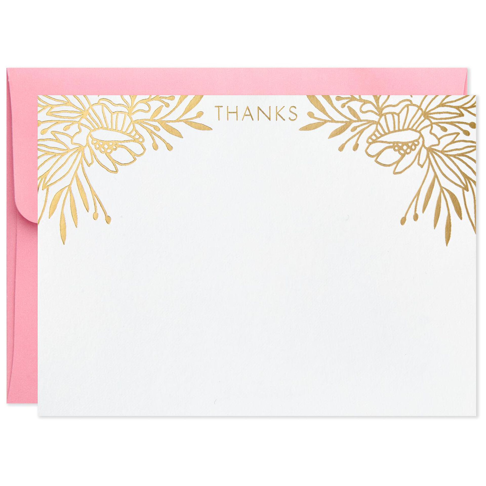 Gold Floral Blank Flat Note Cards With Caddy, Box of 40 Note Cards Hallmark