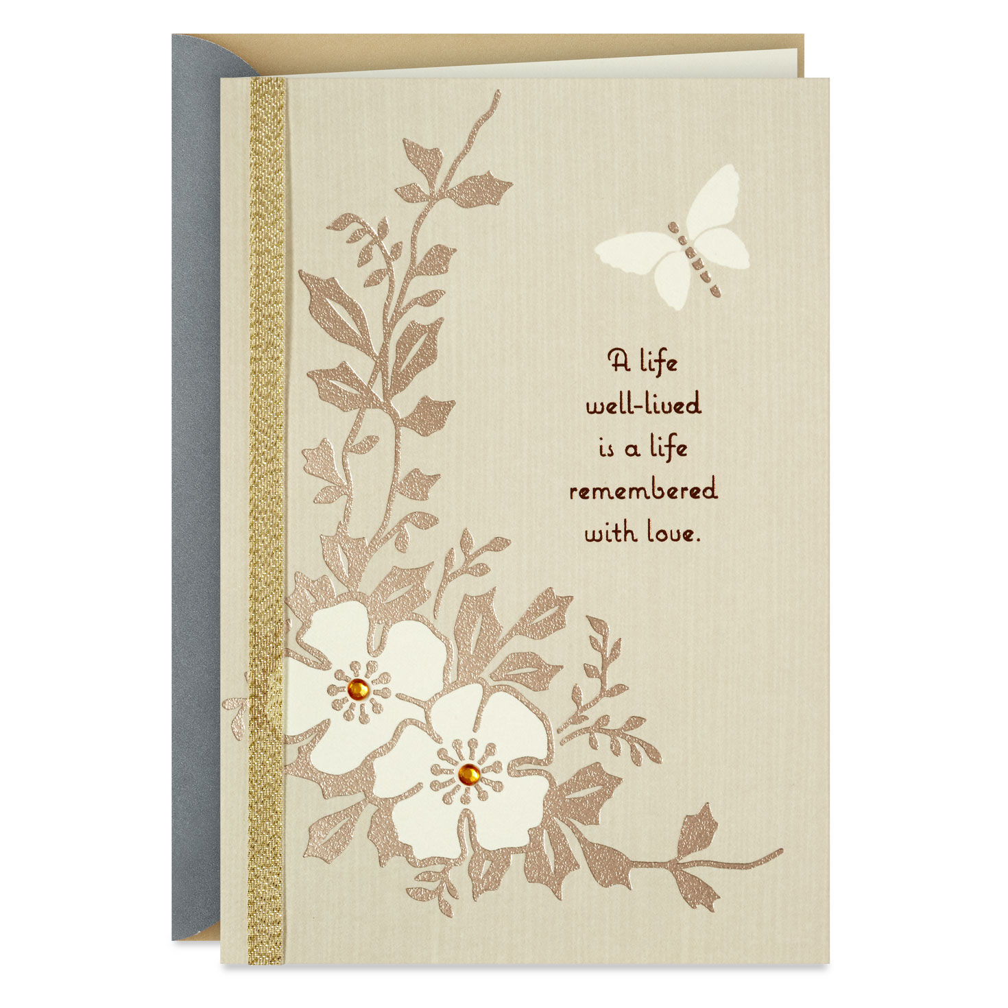 Butterfly and Flowers Sympathy Card Card Front image number 1