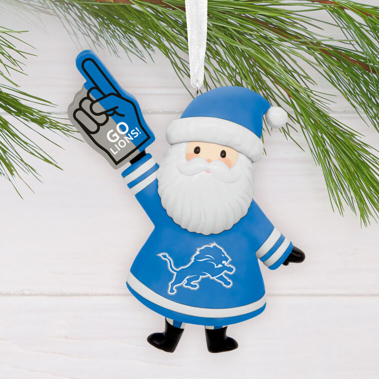 Detroit Lions Santa Fan Christmas Ornament hanging on tree image number 2