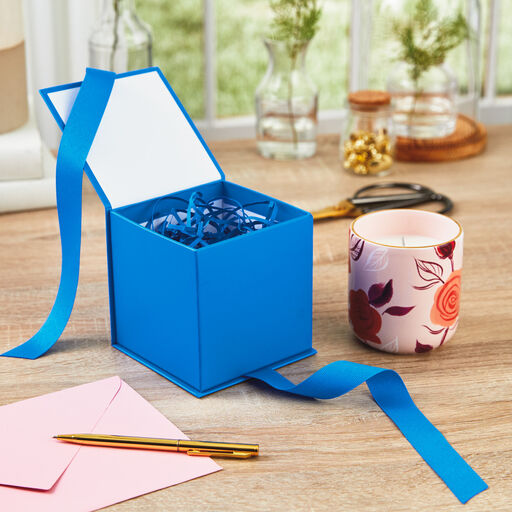 Royal Blue Small Gift Box With Shredded Paper Filler, 
