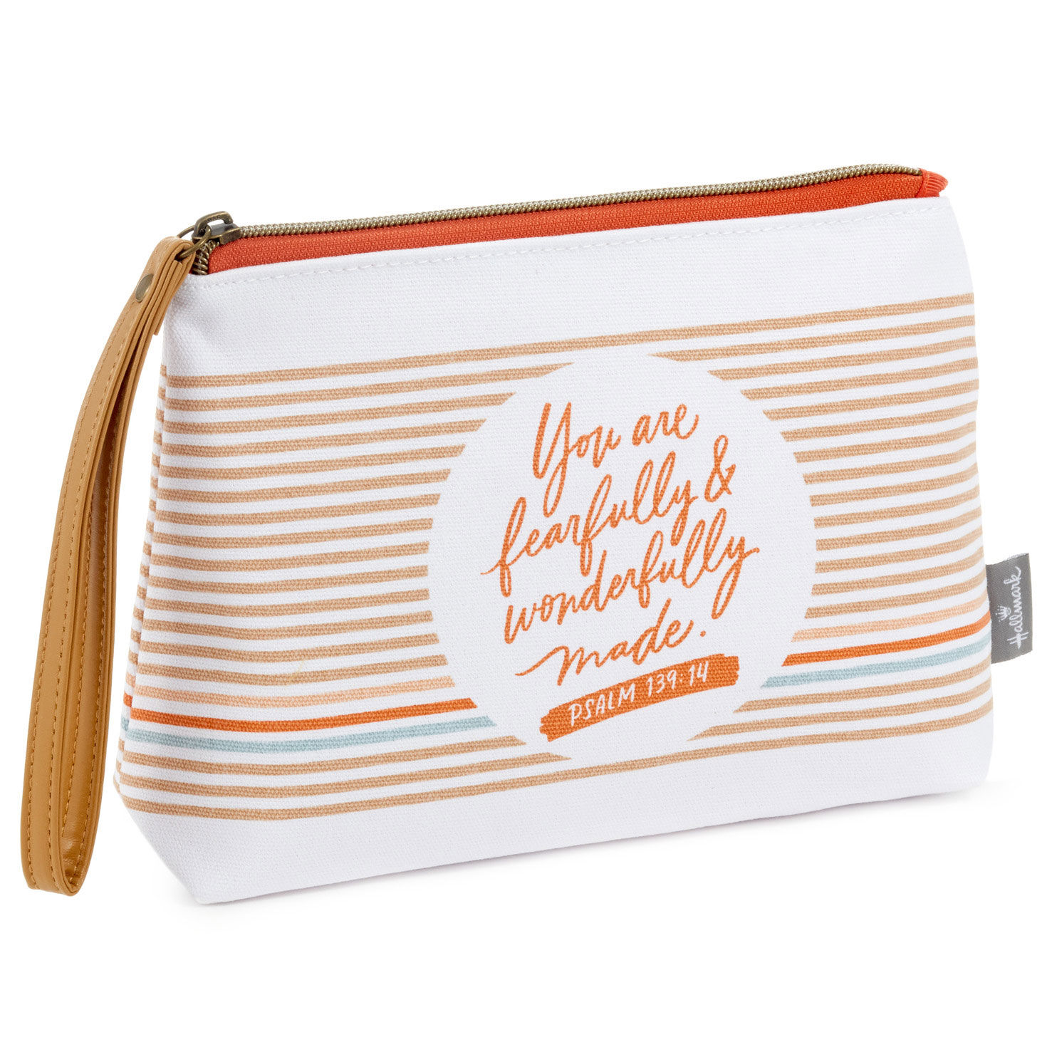 Wonderfully Made Striped Canvas Pouch With Wrist Strap