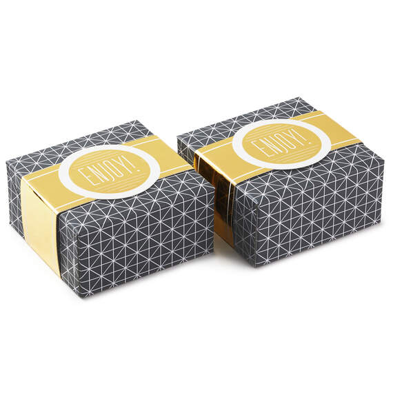 4" Gray Geometric 2-Pack Gift Boxes With Gold Bands, , large image number 6