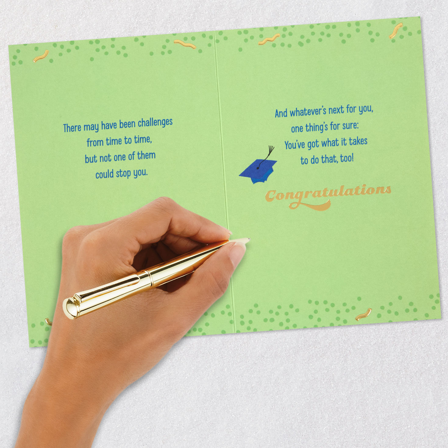 Mortarboard Caps and Confetti Graduation Card Signing card image number 7