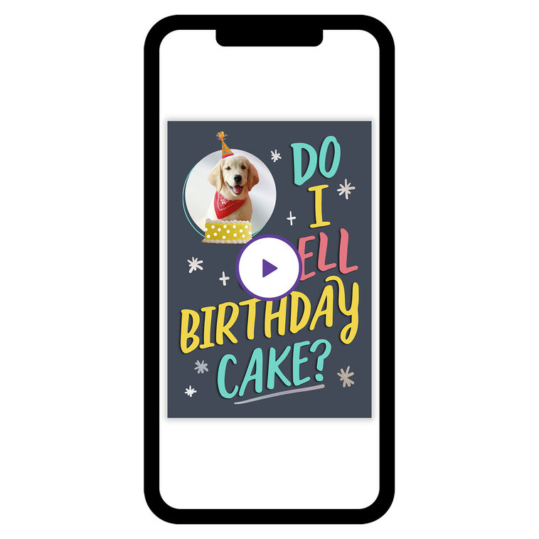 Dog With Party Hat Personalized Birthday Card phone with card front image number 1