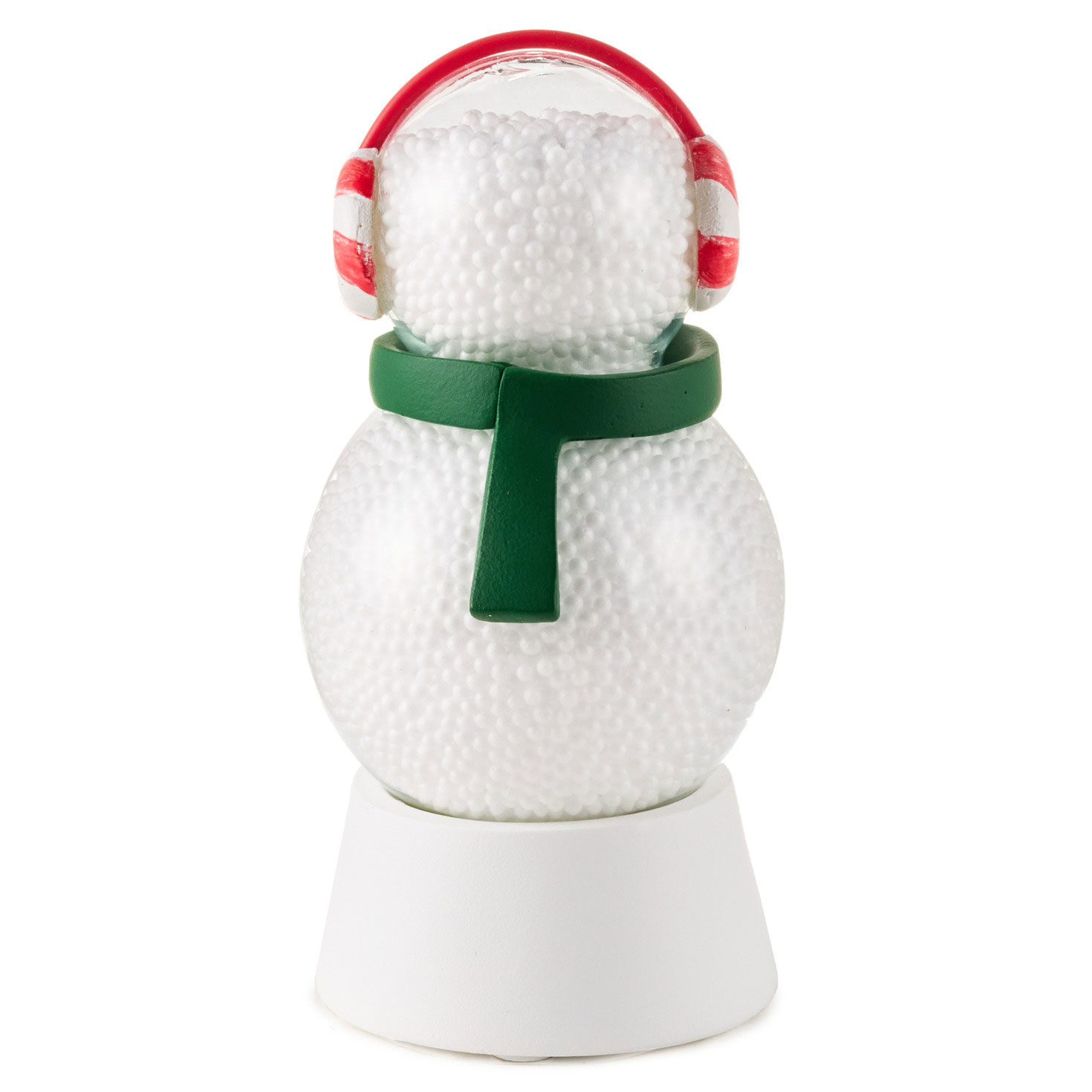 Snowman With Green Scarf Red Earmuffs Figurine back image number 2