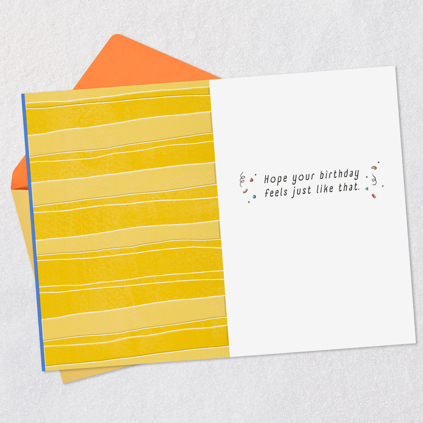 Rainbow Layer Cake Slice on Blue Birthday Card Open card with envelope image number 3