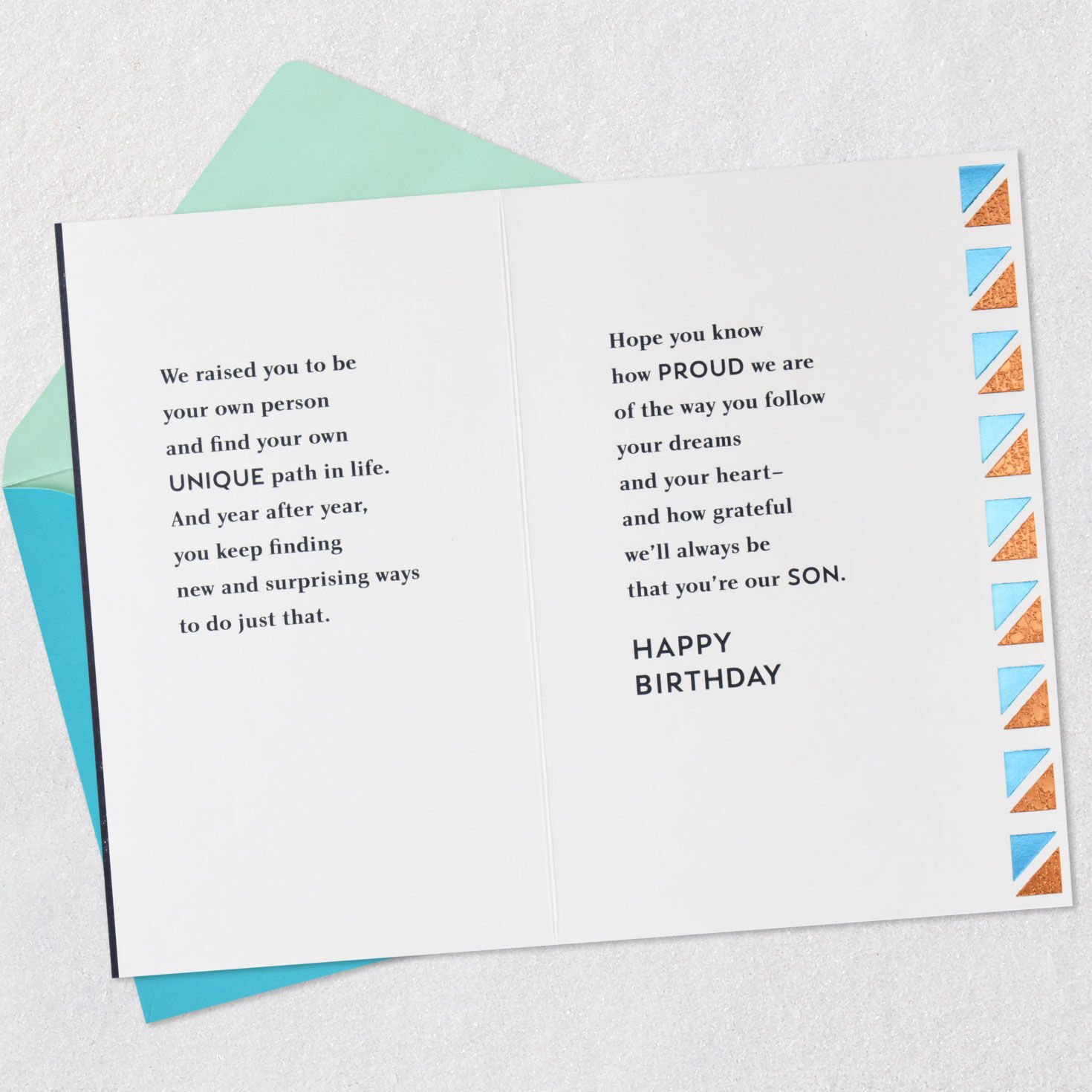 Metallic Lettering Birthday Card for Son From Both Open card with envelope image number 4