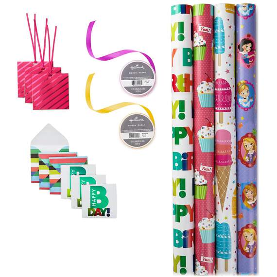Girls Birthday Gift Wrap Kit, , large image number 1