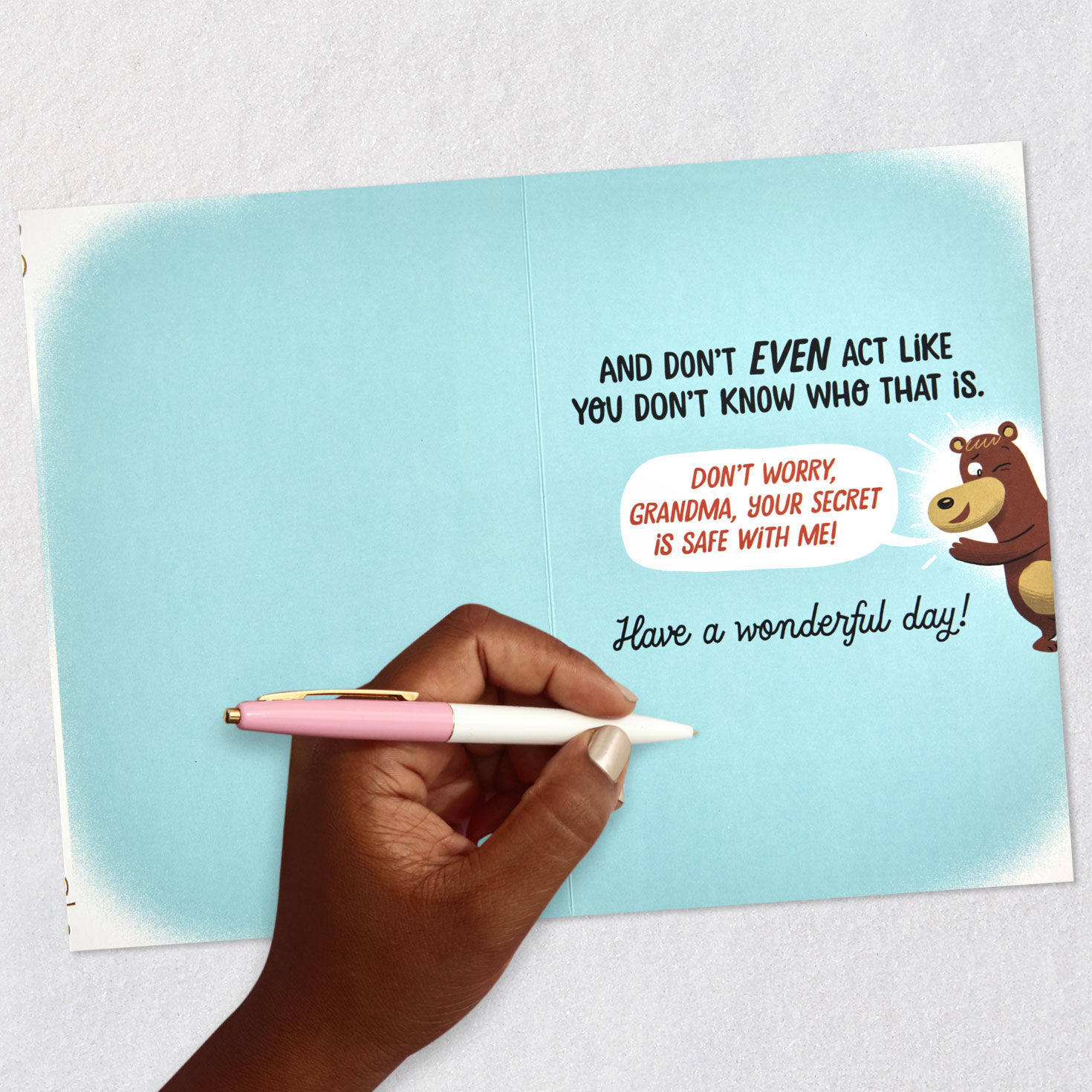 Angel Bear Funny Mother's Day Card for Grandma Signing card image number 6