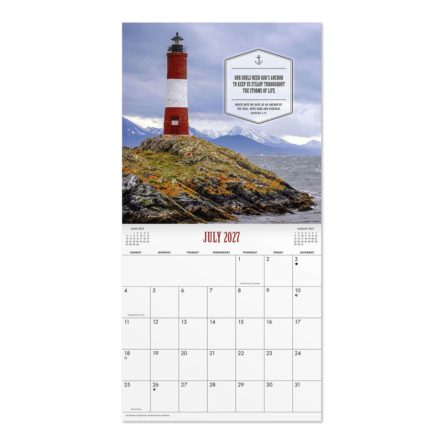DaySpring Lighthouses 2027 12-Month Wall Calendar inside spread image number 3