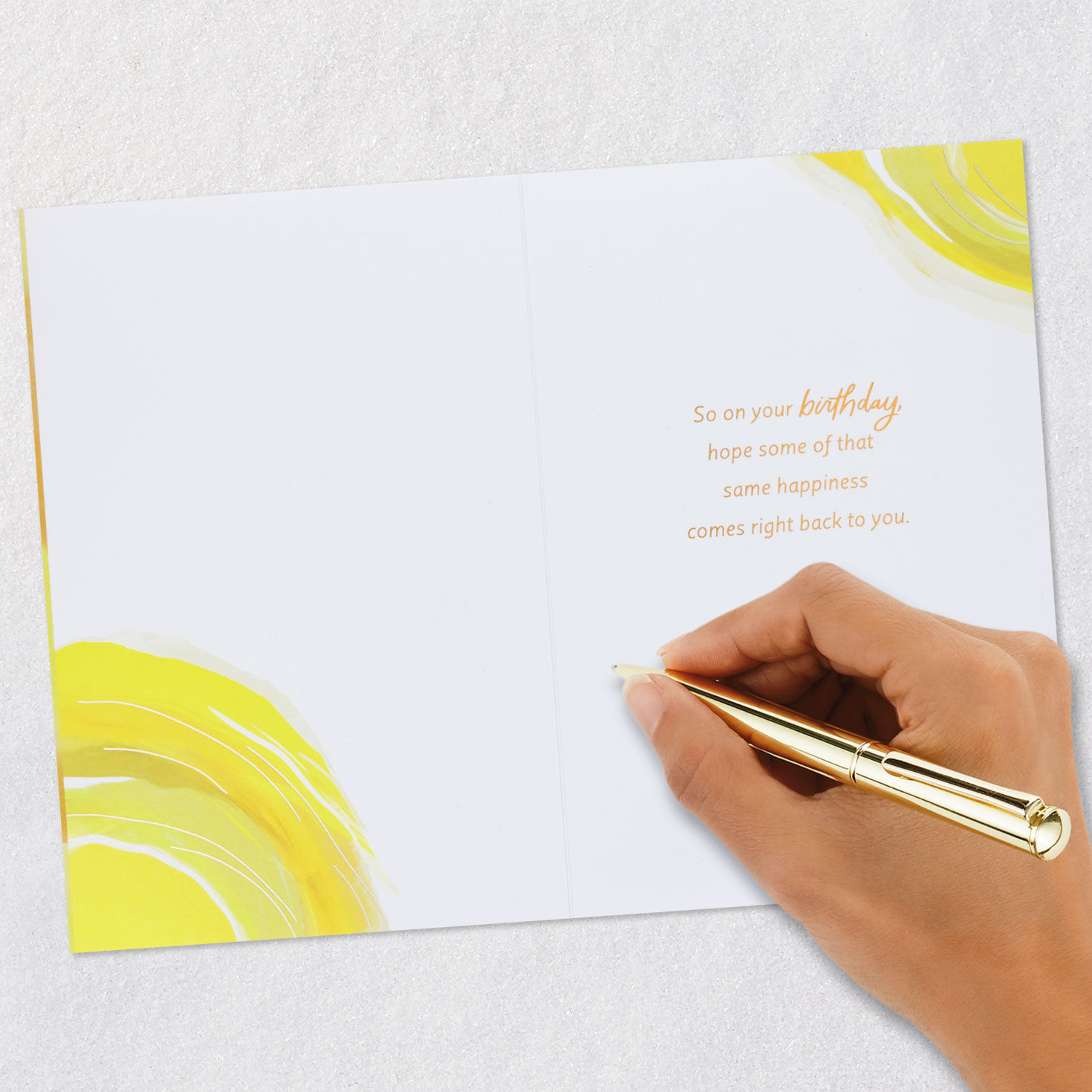 Sunny Yellow Abstract Birthday Card Signing card image number 6