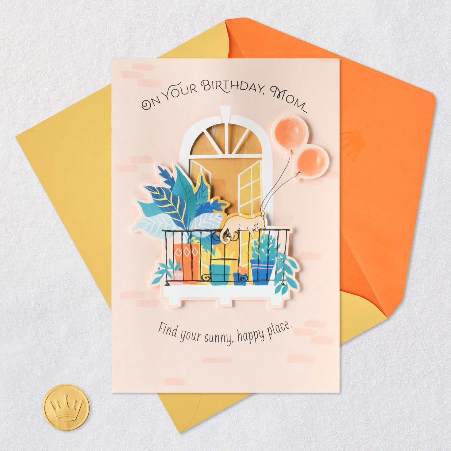 Cat on Balcony Birthday Card for Mom Card Front Detail image number 5