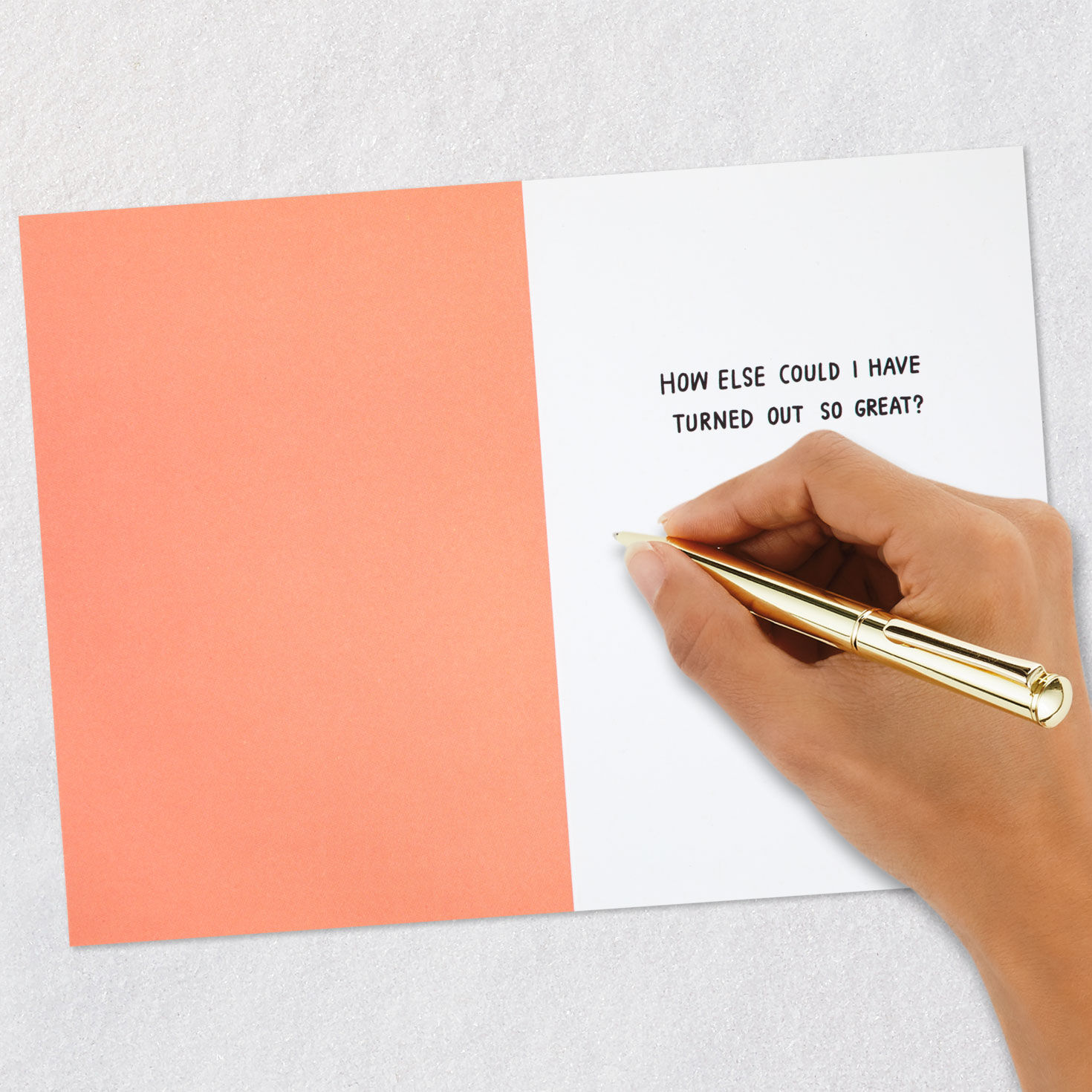 Gold Trophy Cartoon on Peach Mother's Day Card signing card image number 6