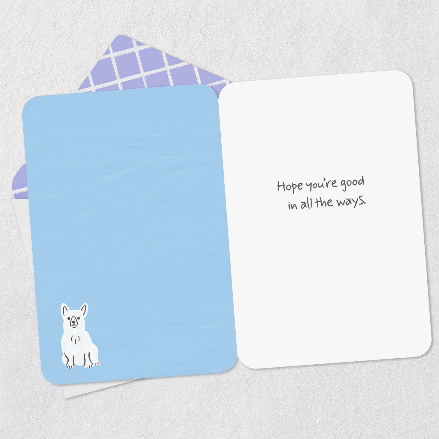 Cute Dogs Sending a Wave Thinking of You Card Open card with envelope image number 3