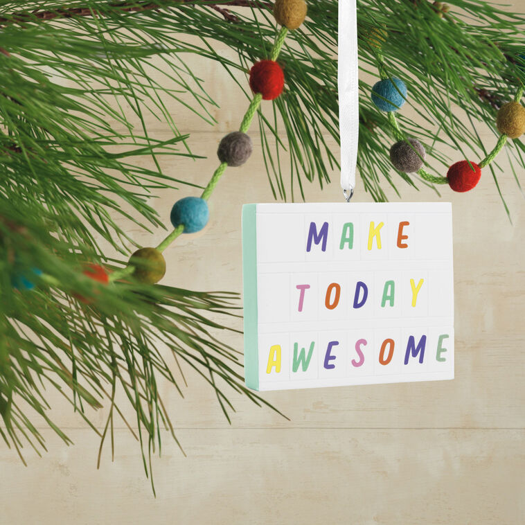 Make Today Awesome Memo Board Christmas Ornament hanging on tree image number 2