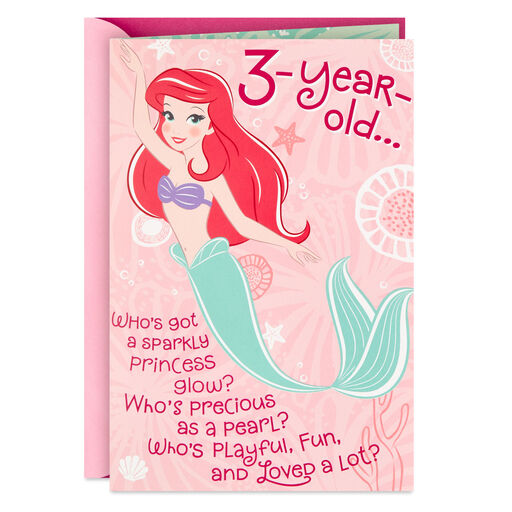 Disney The Little Mermaid Ariel Musical 3rd Birthday Card With Light for Girl, 