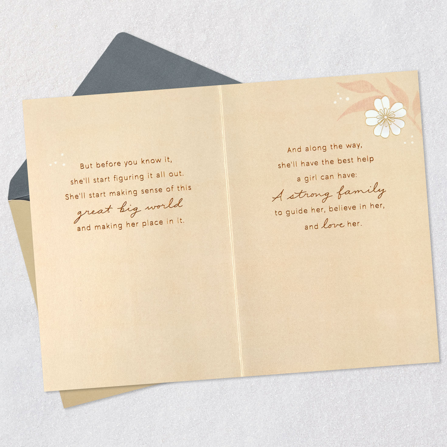 Pink and White Flowers New Baby Girl Card  image number 4