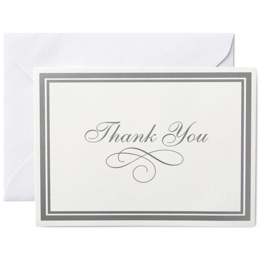 Thank You Cards And Bulk Notes Hallmark Silver Borders Thank You Notes Box Of 25