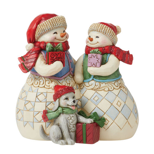 Jim Shore Snow Couple With Puppy Figurine, 5.12", 