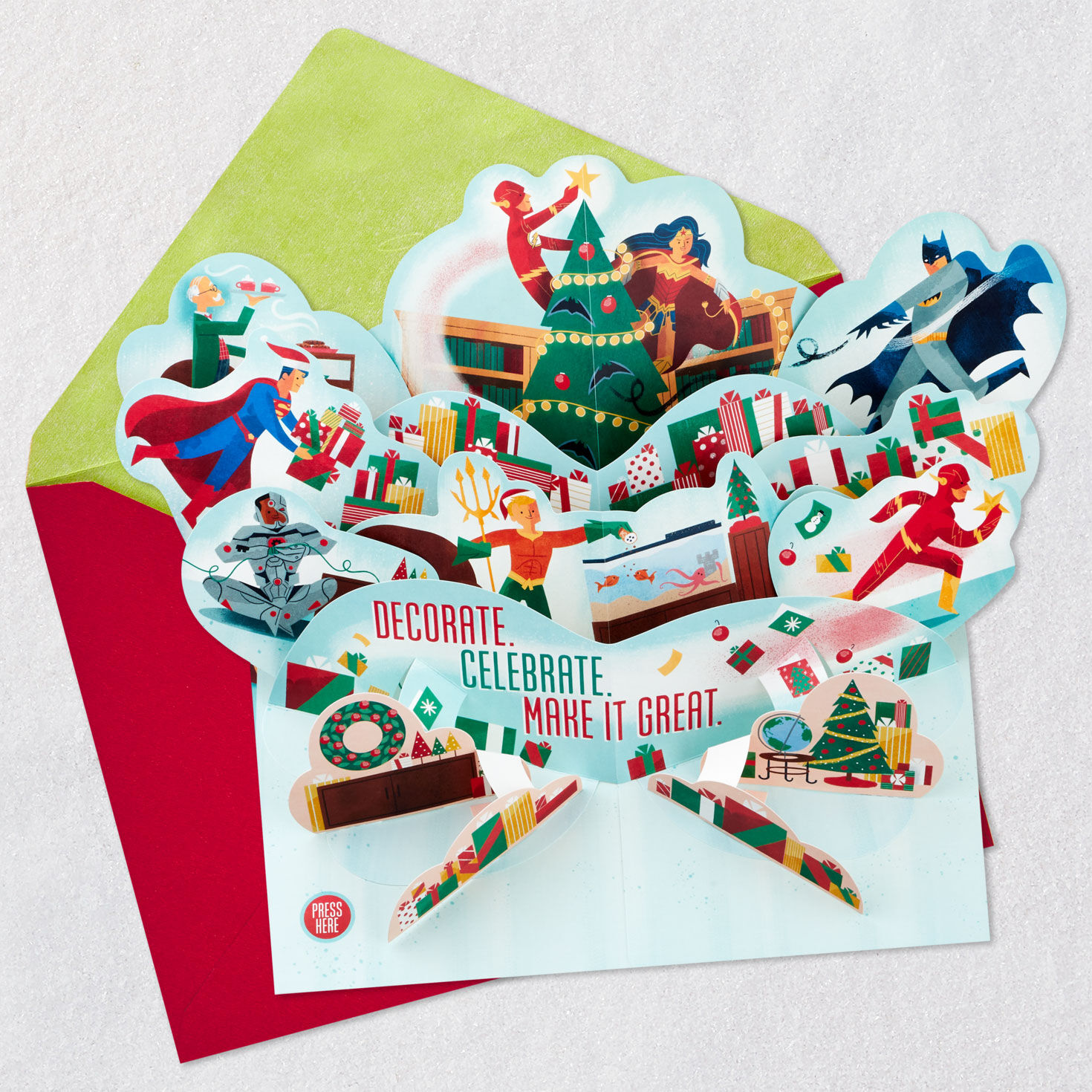 dc-justice-league-musical-3d-pop-up-christmas-card-greeting-cards-hallmark
