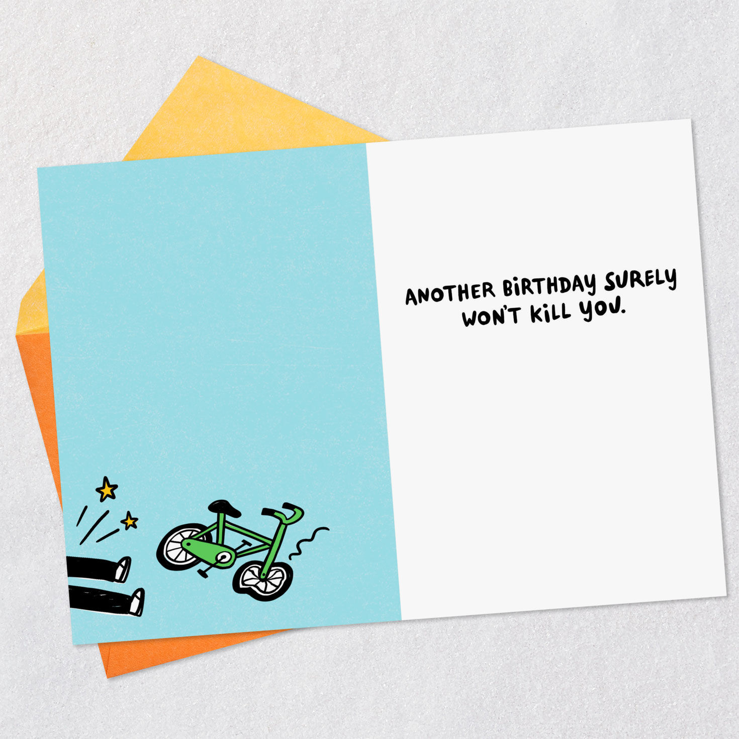 Hose Water and Helmetless Bikes Funny Birthday Card Open card with envelope image number 3