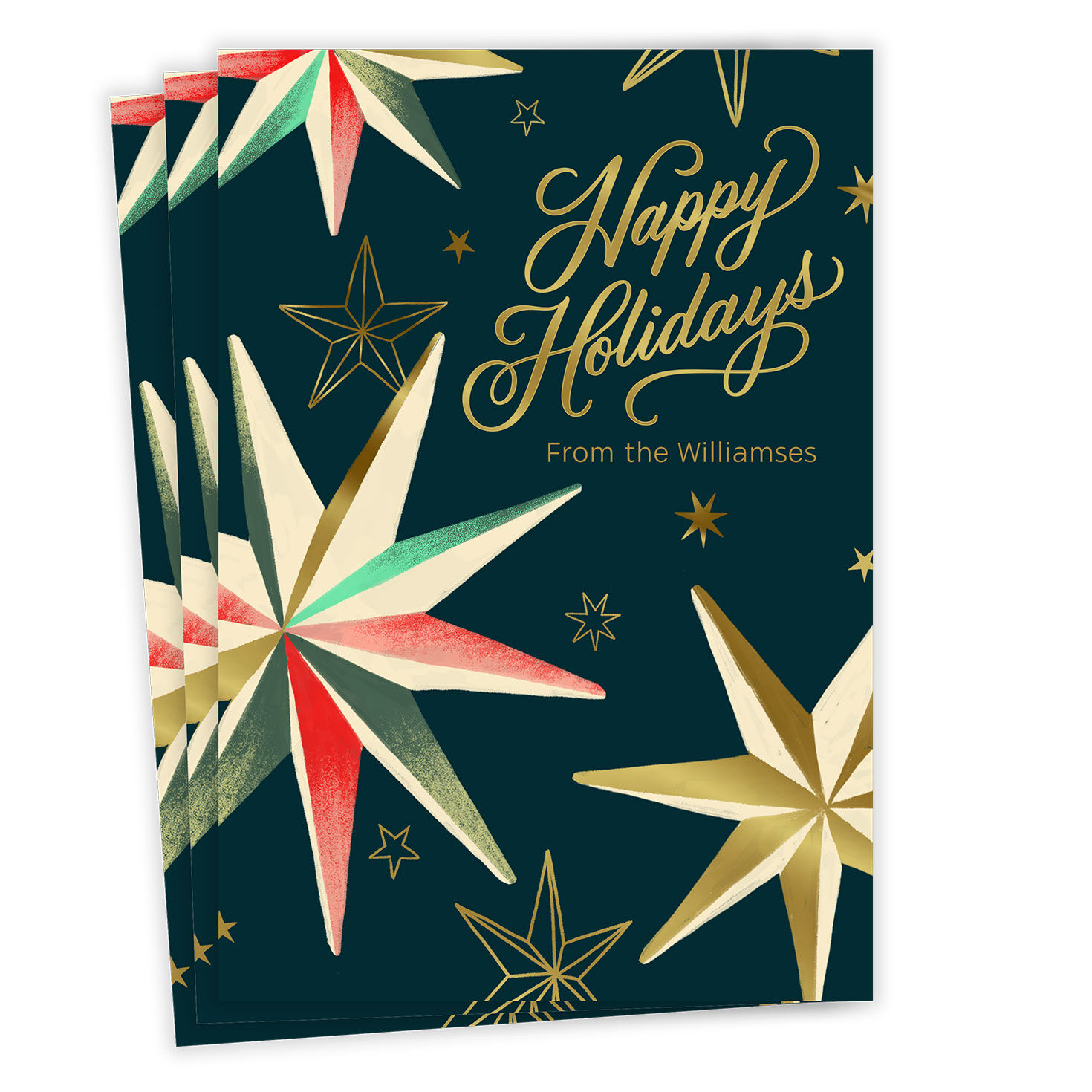 Retro Stars Flat Holiday Photo Card