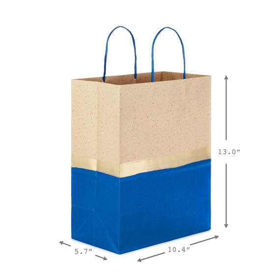 13" Blue and Kraft Paper 6-Pack Gift Bag, , large image number 3