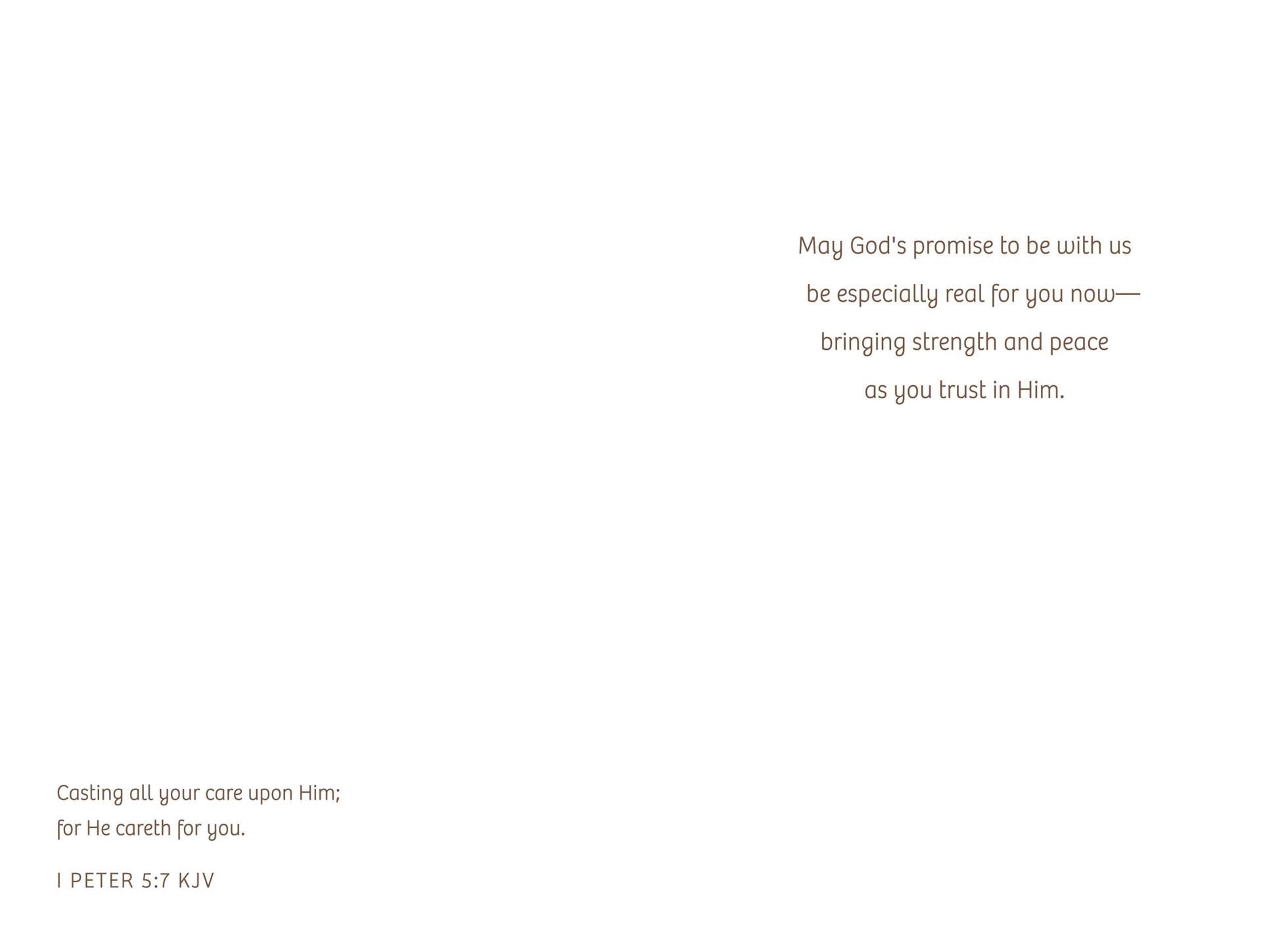God Cares For You Religious Encouragement Card