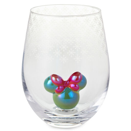 Disney Holiday Minnie Mouse Ears Silhouette Stemless Glass, 16 oz., 