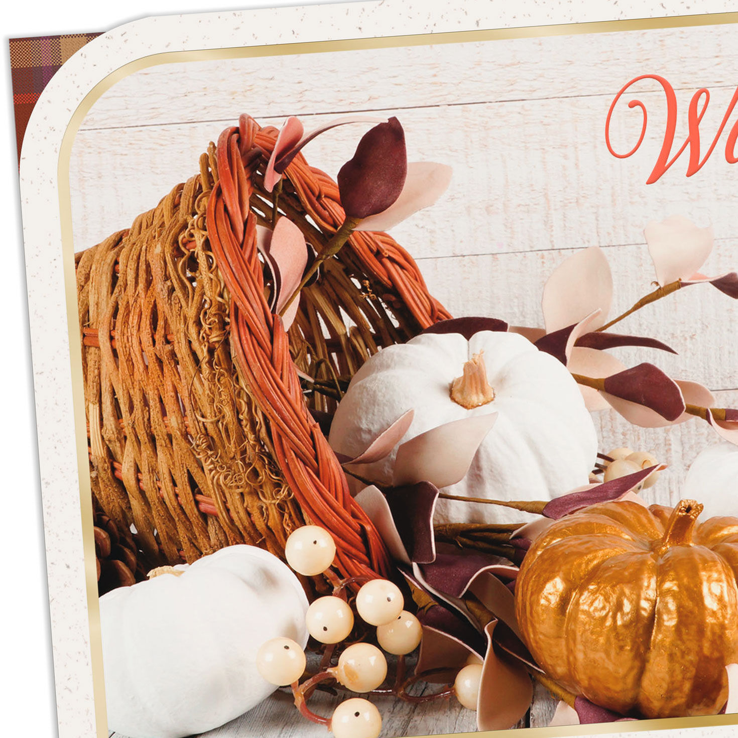 Fall Pumpkins Cornucopia Thanksgiving Card Card Front Detail image number 4