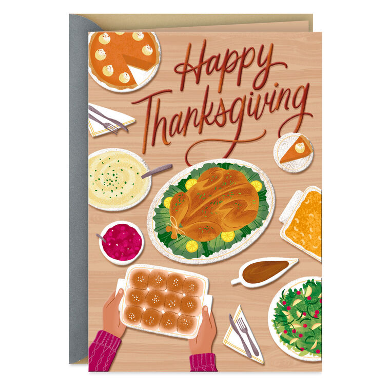 Pass the Blessings and Pour on the Thanks Thanksgiving Card