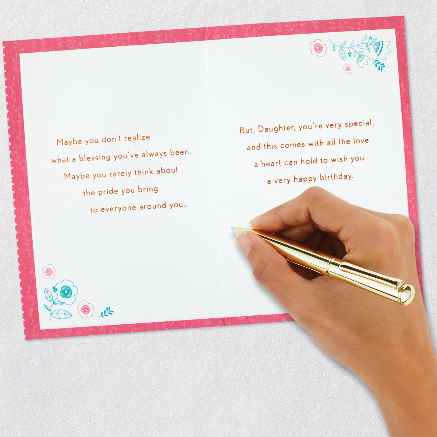 Butterfly on Pink Birthday Card for Daughter signing card image number 7