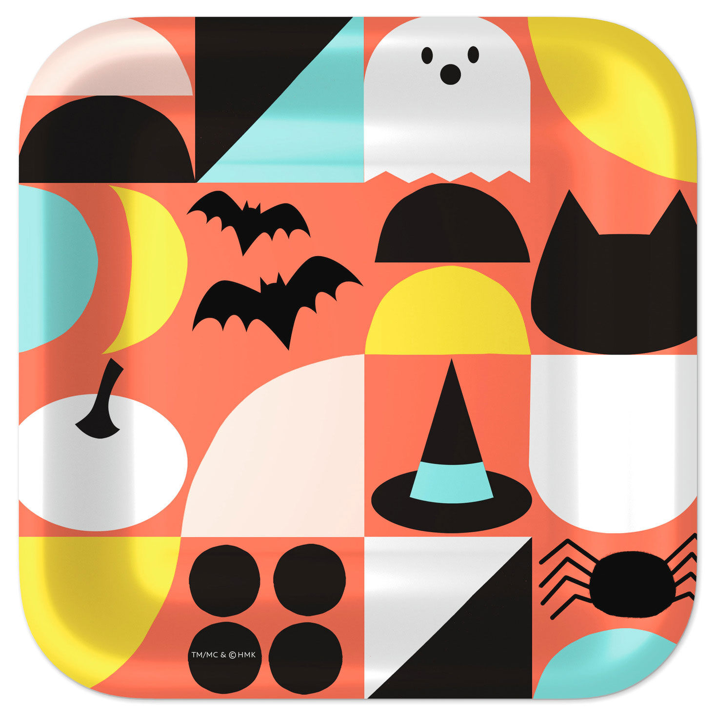 Spooky Icons Colorblock Halloween Dessert Plates, Pack of 8
