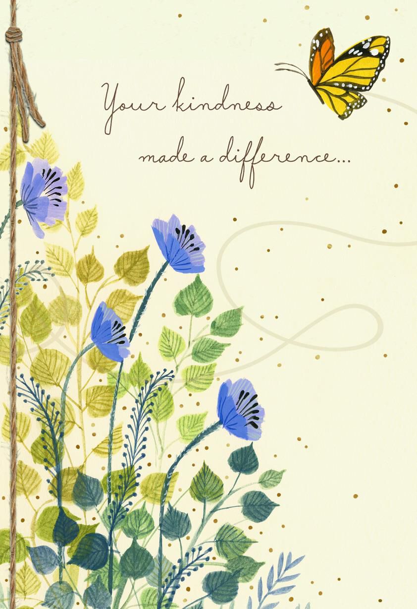 Blue Wildflowers and Butterfly Thank You Card