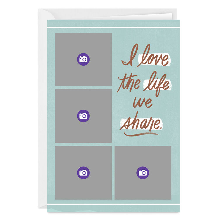 Personalized Photo Collage on Blue Love Photo Card  image number 3