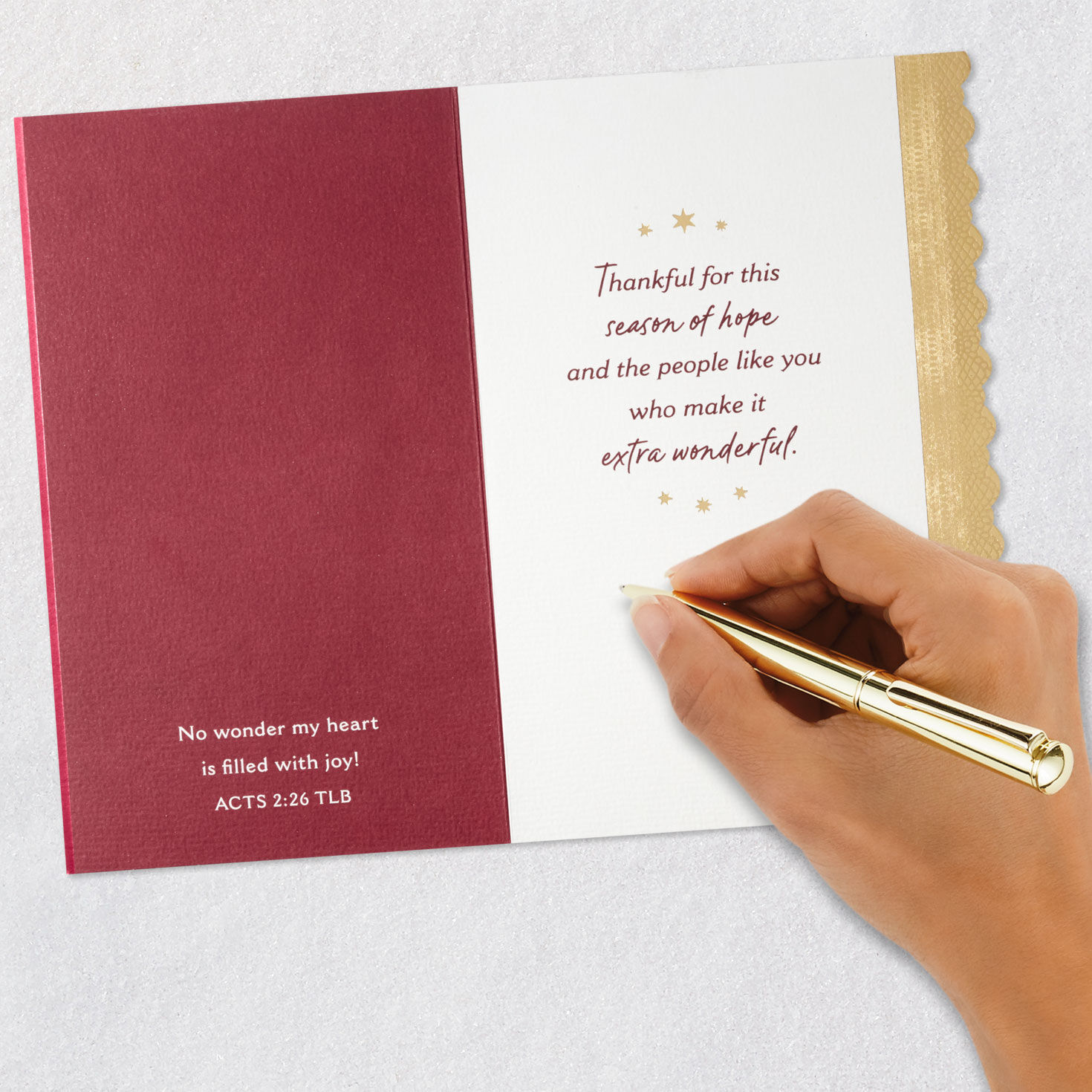 Elegant Lettering on Cream Christmas Card Signing card image number 8