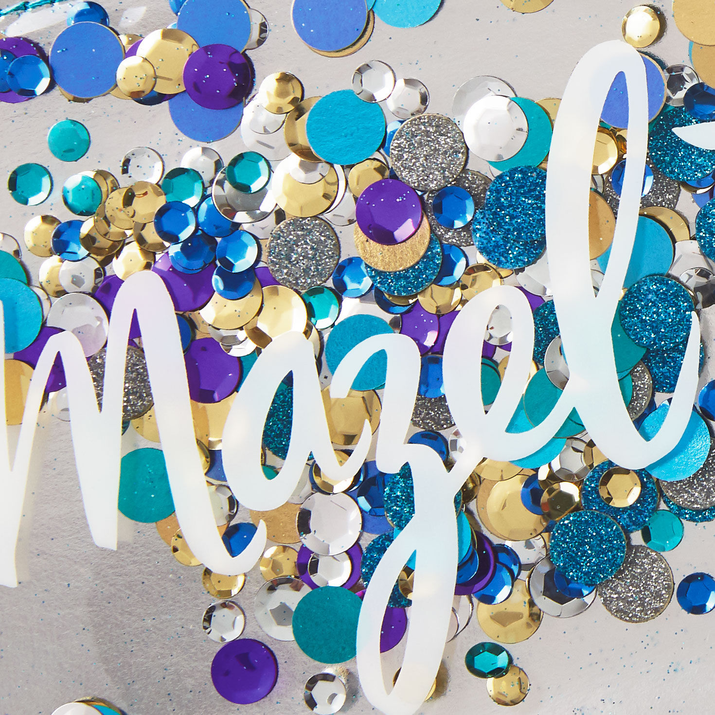 Glittery Blue and Gold Confetti Mazel Tov Card Card Front Detail image number 3