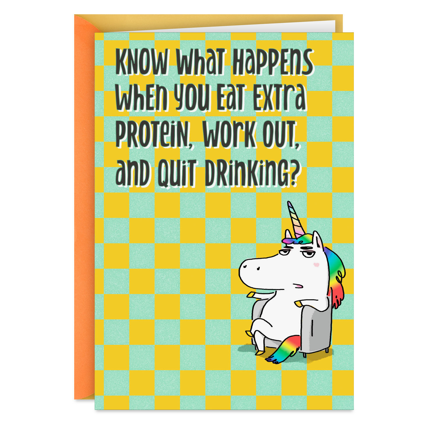 You Die Anyway, Meh Unicorn Funny Birthday Card