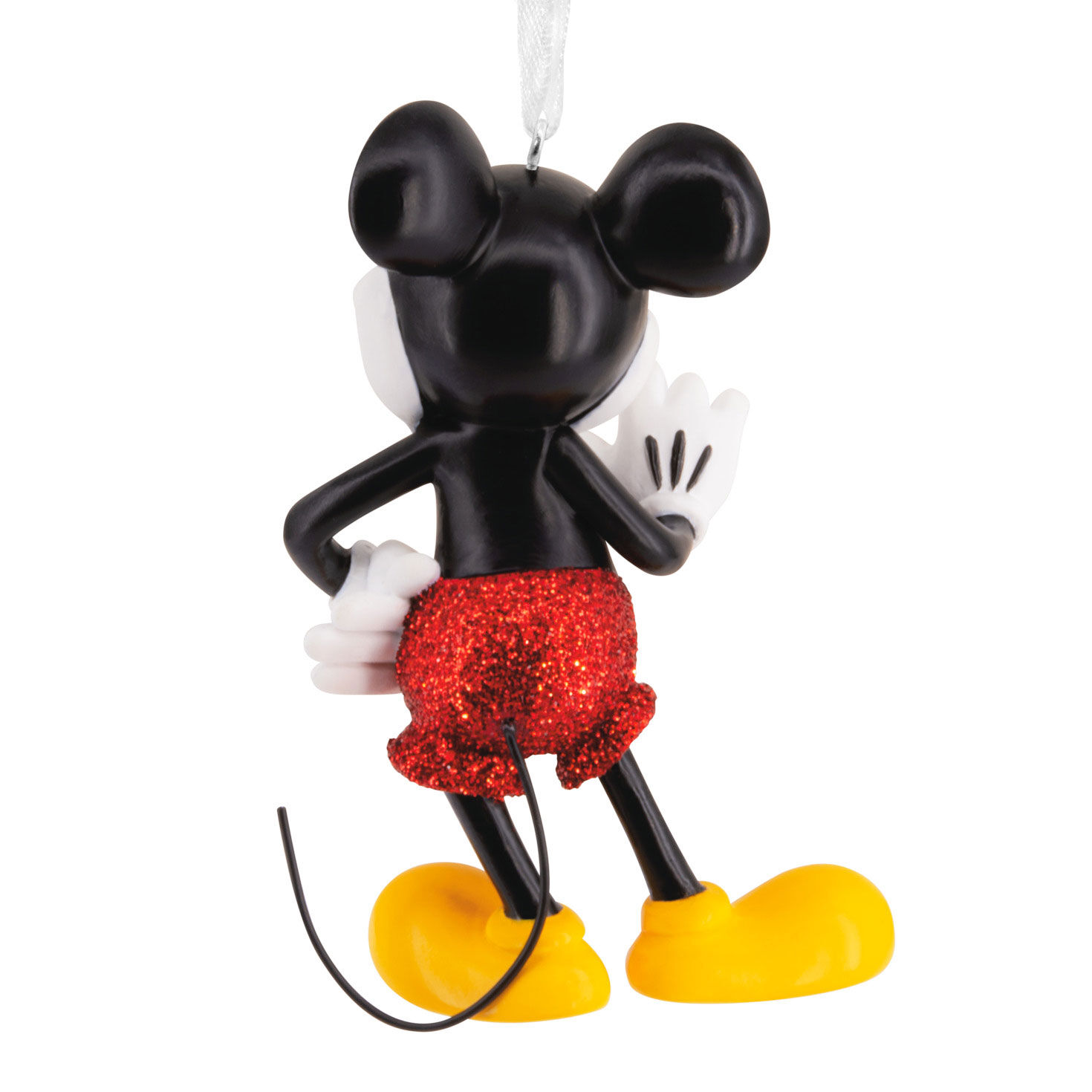 Vintage Mickey Red Sparkling Christmas Ornament Back image number 6