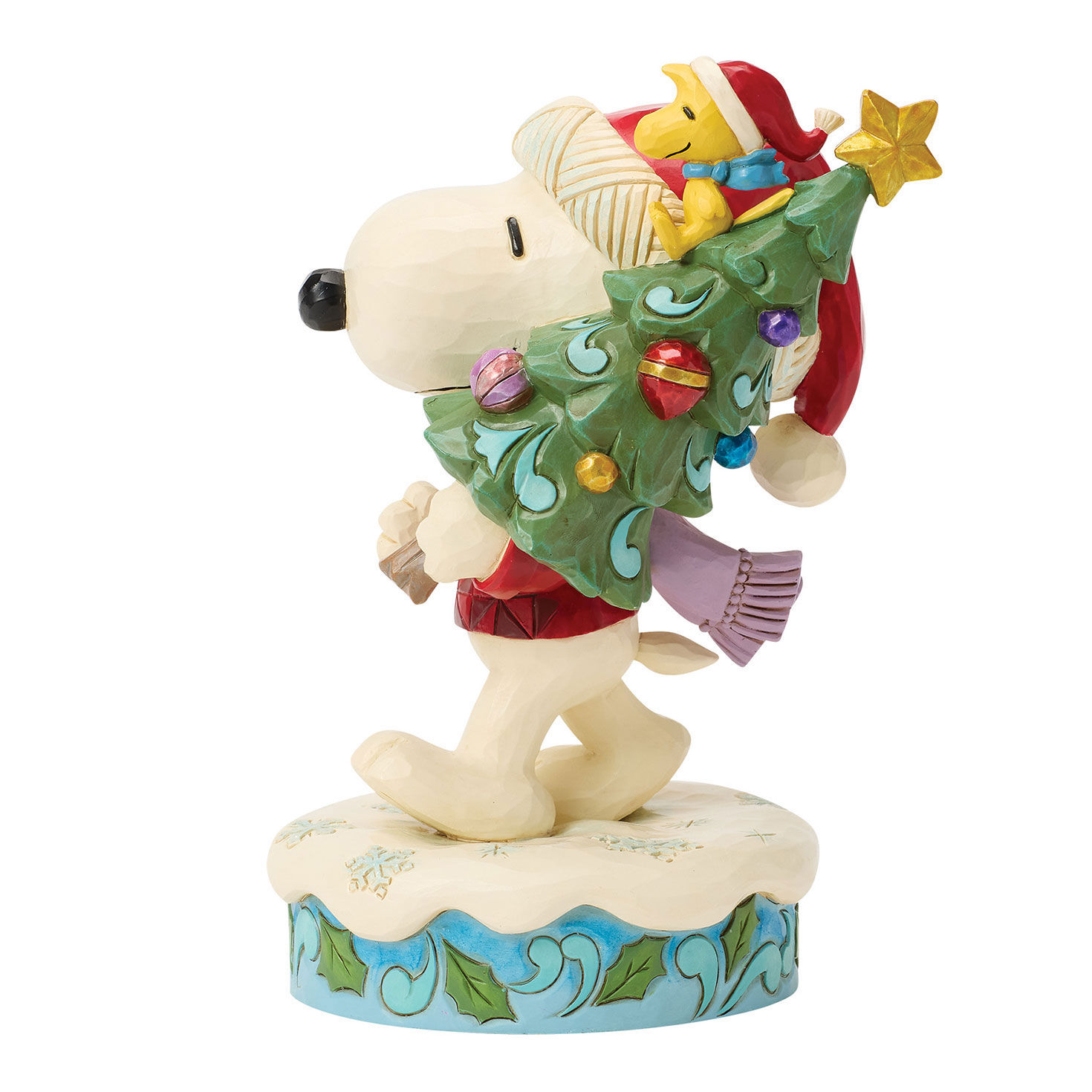 Jim Shore Snoopy Carrying Christmas Tree Statue back image number 2