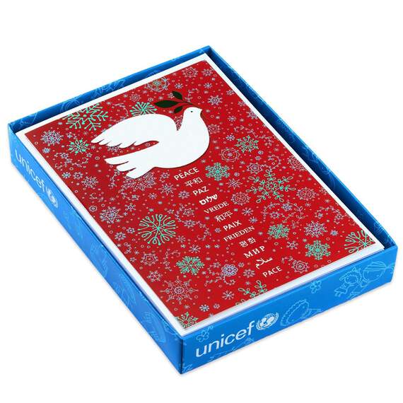 UNICEF Dove on Red Christmas Cards, Box of 12, , large image number 1
