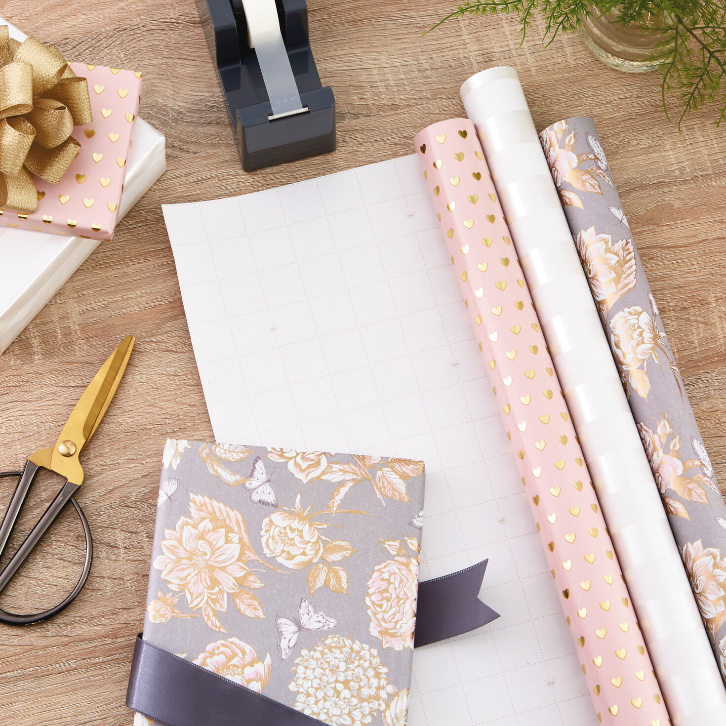 Pink and grey wrapping on sale paper