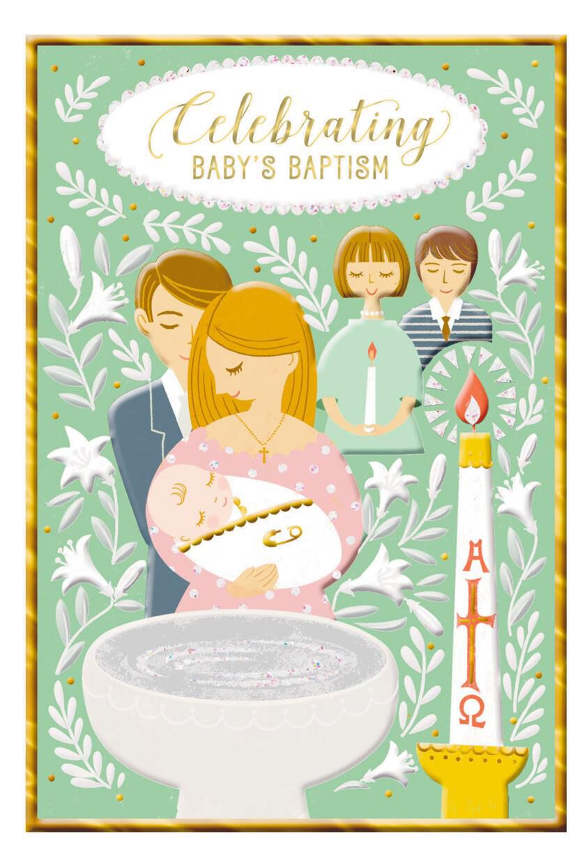 Couple Holding Baby Baptism Card