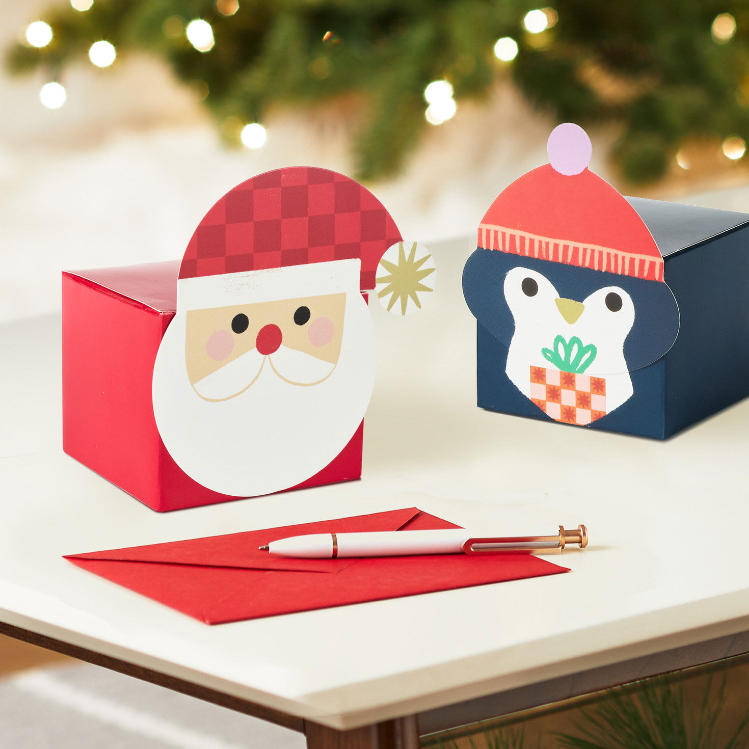 Santa, Penguin and Deer Holiday Mini Gift Boxes in use image number 2