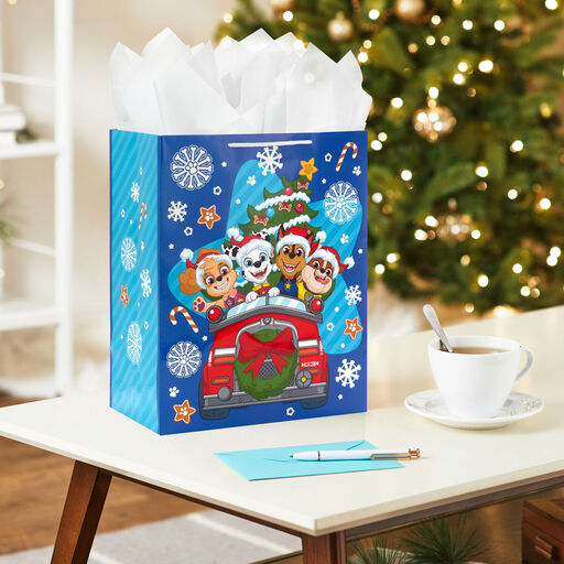 13" Paw Patrol™ Festive Fire Truck and Friends Large Christmas Gift Bag, 